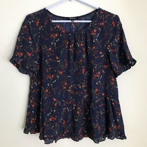 Madewell silk stanza ruffle-hem top NWOT